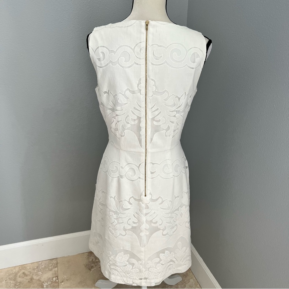 Daniel Cremieux White Sleeveless Sheath Dress Scoop Neck Mini - Picture 5 of 13